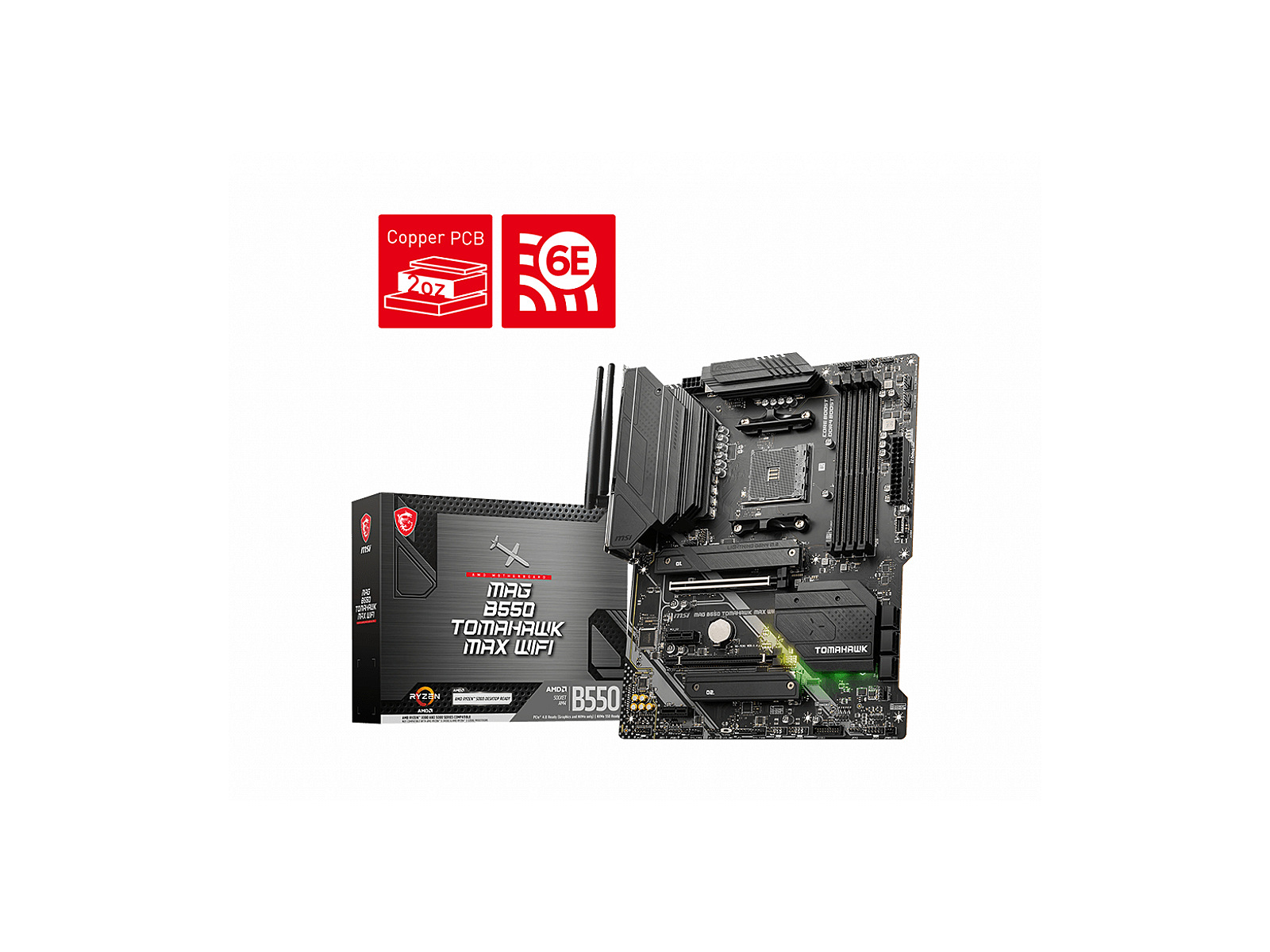 MSI MAG B550 TOMAHAWK MAX WIFI AMD AM4 DDR4 Lightning Gen 4 M.2 HDMI WiFi6E  ATX Gaming Motherboard
