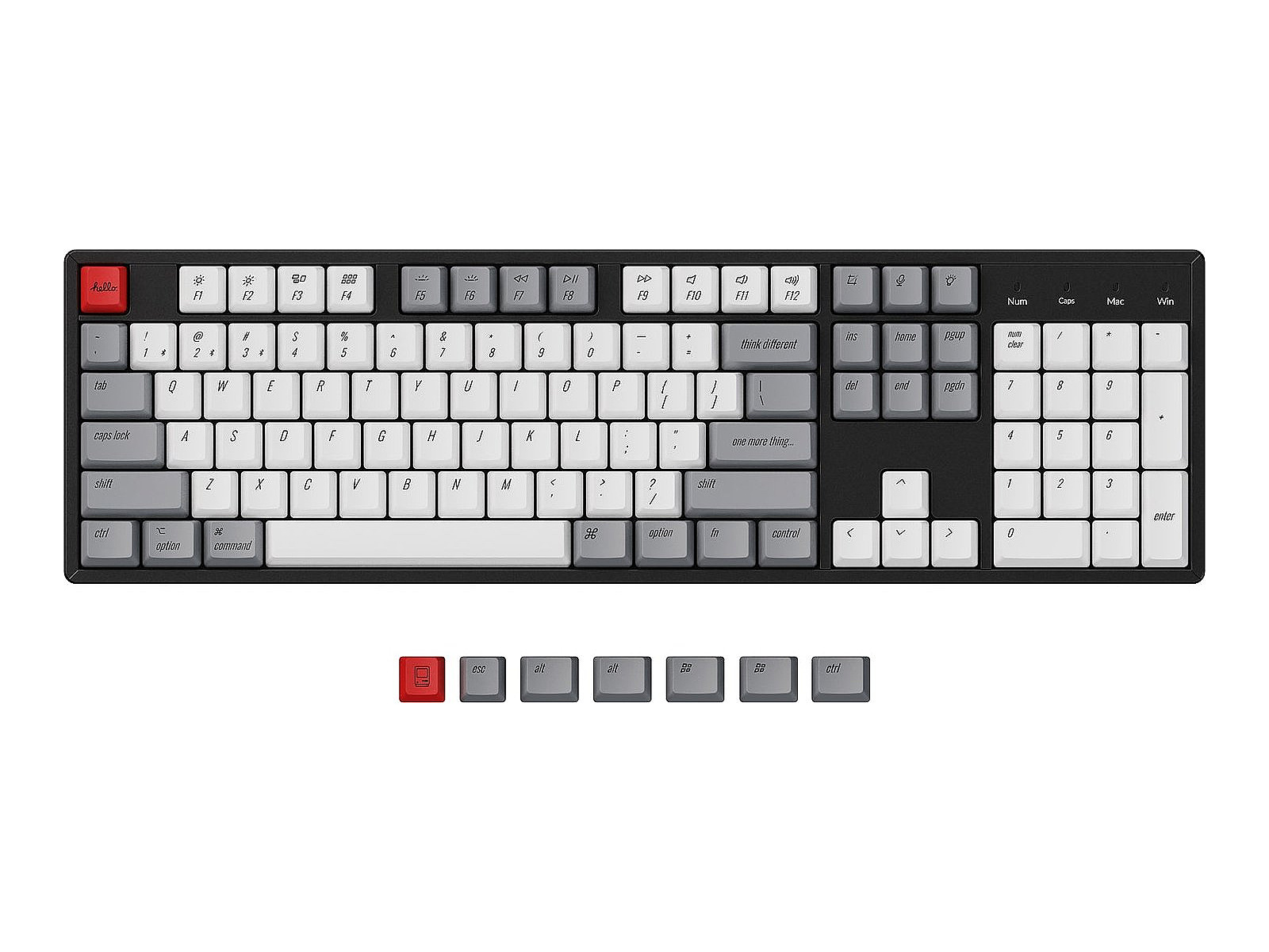 Keychron OEM Dye-Sub PBT Keycap Set - retro mac, Keycap (white/grey ...