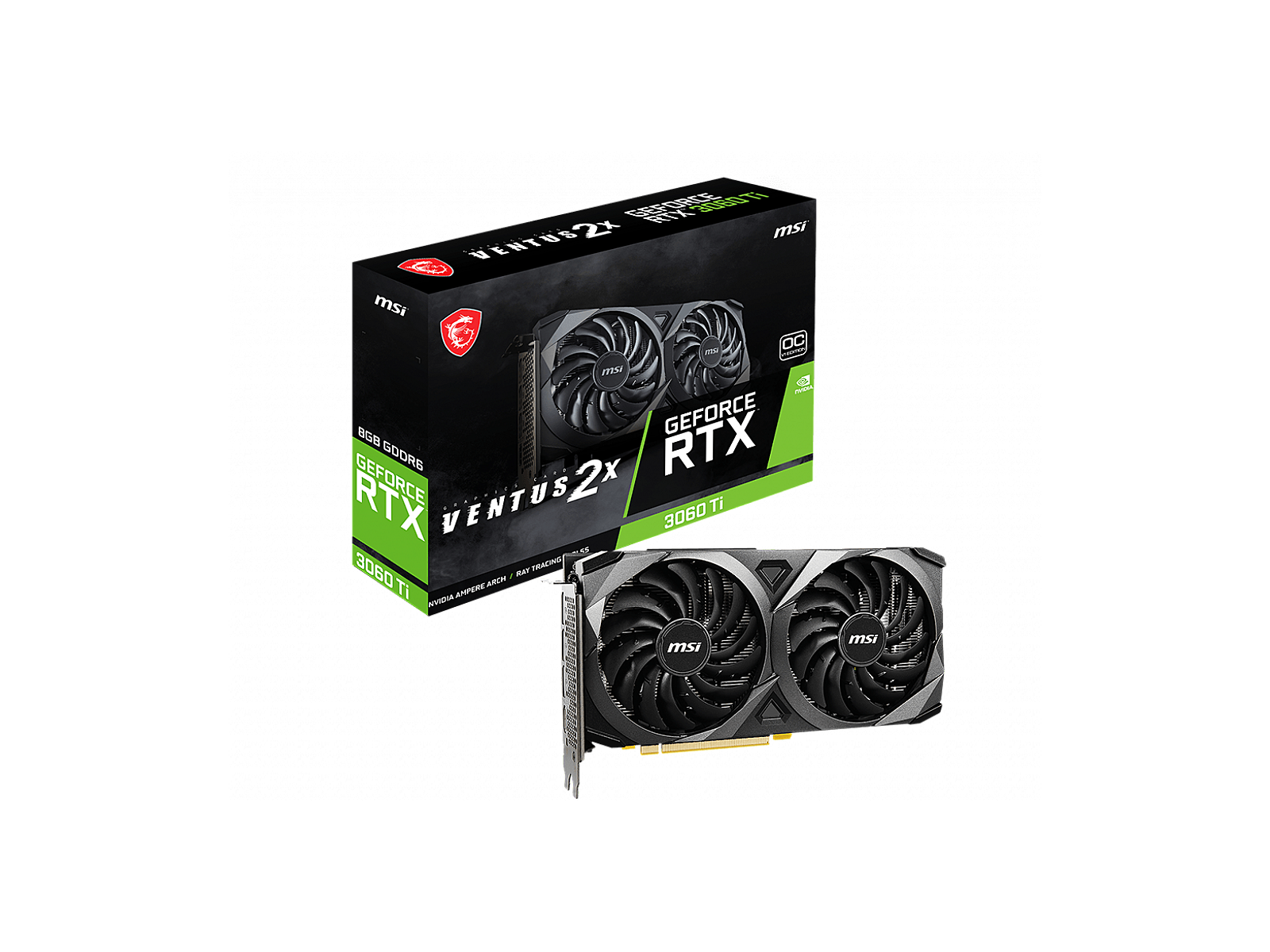 MSI GeForce RTX 3060 Ti, 8GB GDDR6, VENTUS 2X OC V1 LHR (GeForce