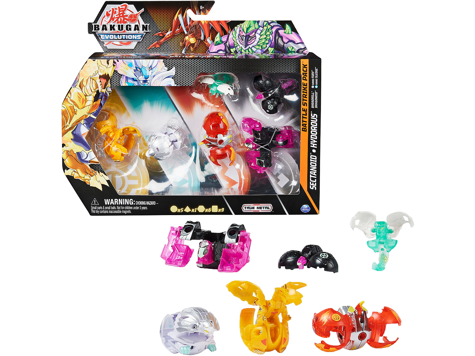 Spin Master Spin Master Bakugan Evolutions Battle Strike 6 Pack Skill Game  (Includes 3 Bakugan Balls, 2 Nanogan and 1 Geogan) (6064655)