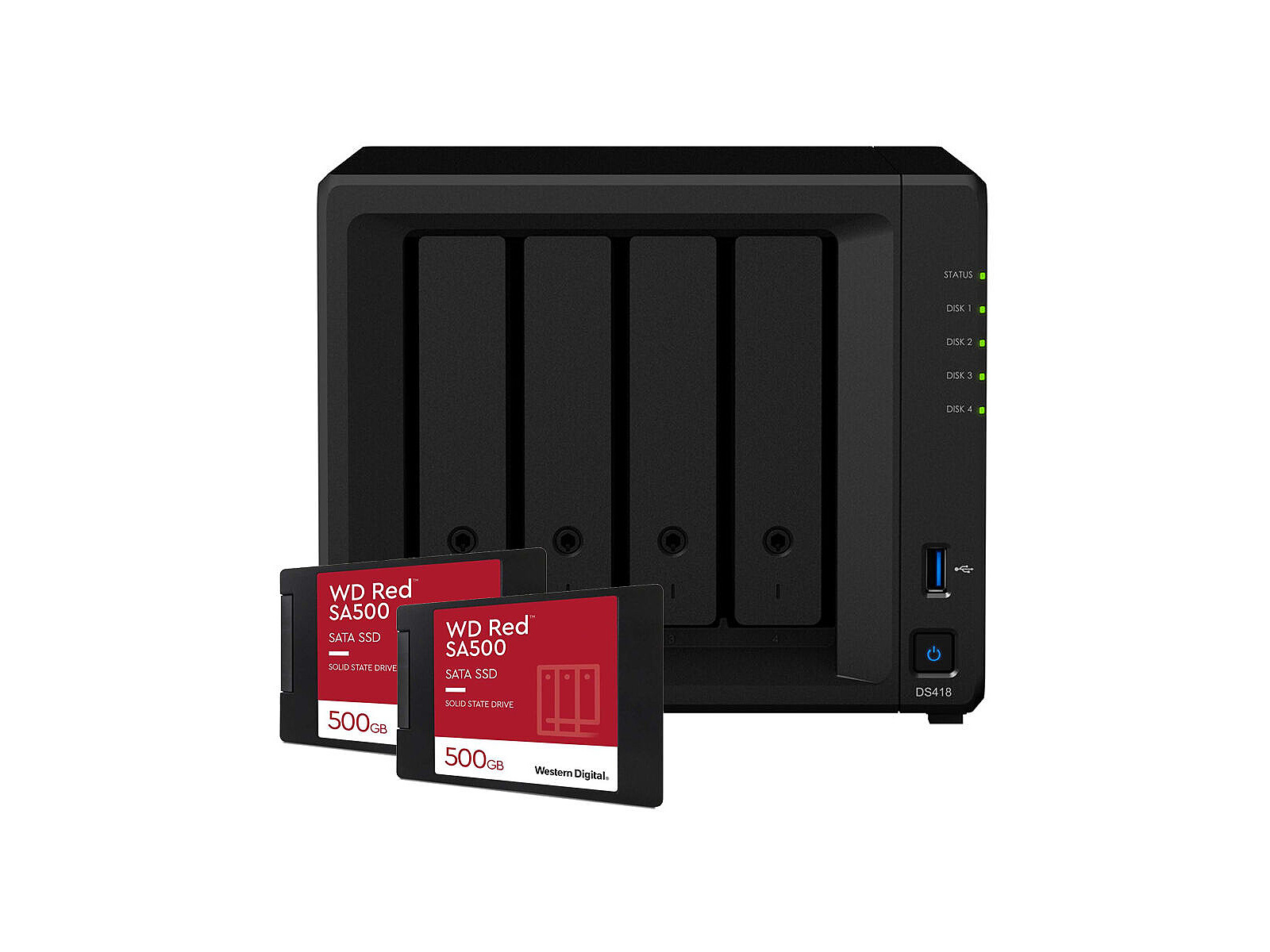 Synology DS418 4-Bay NAS 1TB WD SSD Bundle [inkl. 2x 500GB WD Red