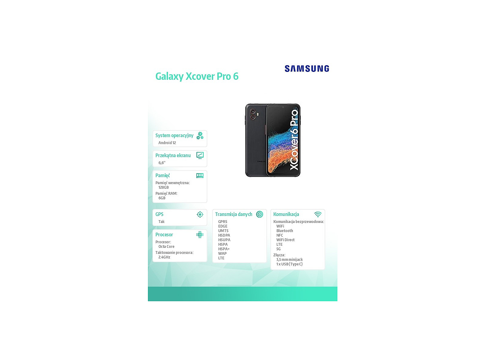 Samsung MOBILE PHONE GALAXY XCOVER 6/PRO BLACK SM-G736B (SM-G736BZKDEEE)