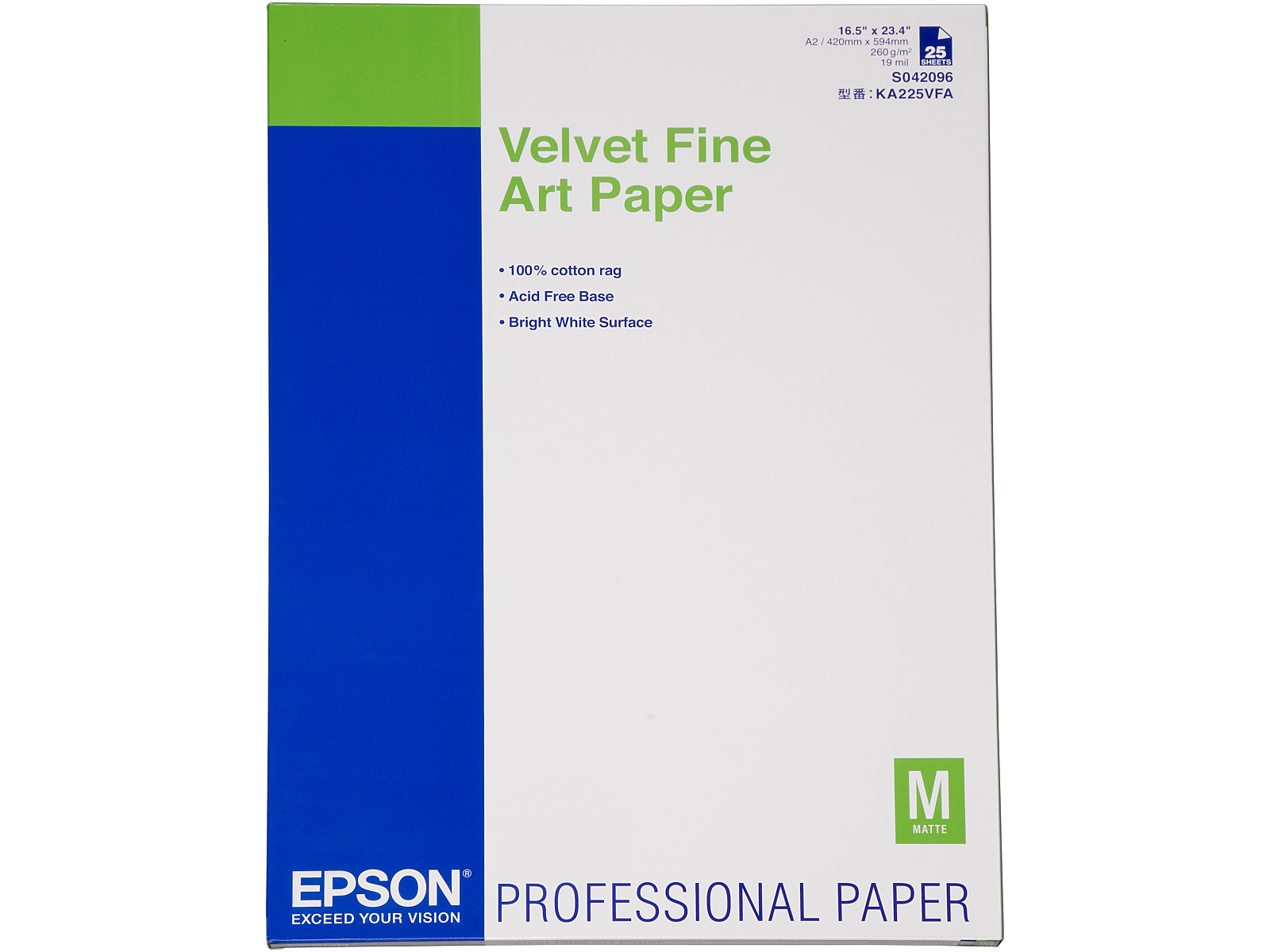 Epson Velvet Fine Art Paper, DIN A2 Art Paper, 260 g/m² (C13S042096)