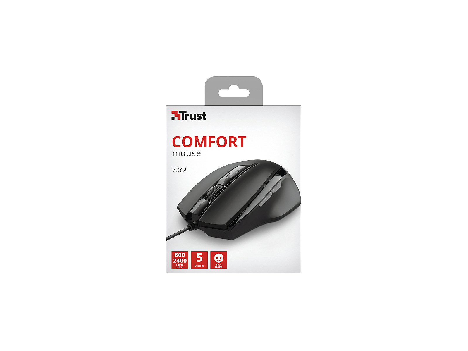 Trust Voca Comfort Mouse (Wired, 800, 1200, 1600 or 2400 DPI) Black