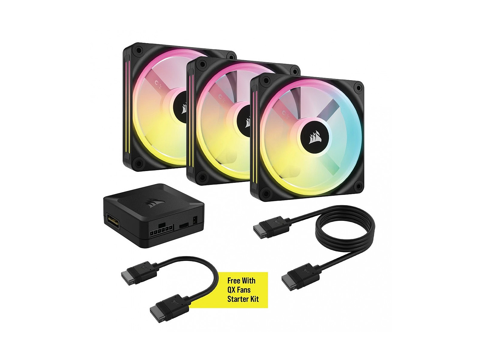 Corsair iCUE LINK QX120 RGB Starter Kit, schwarz, 3er-Pack, LED